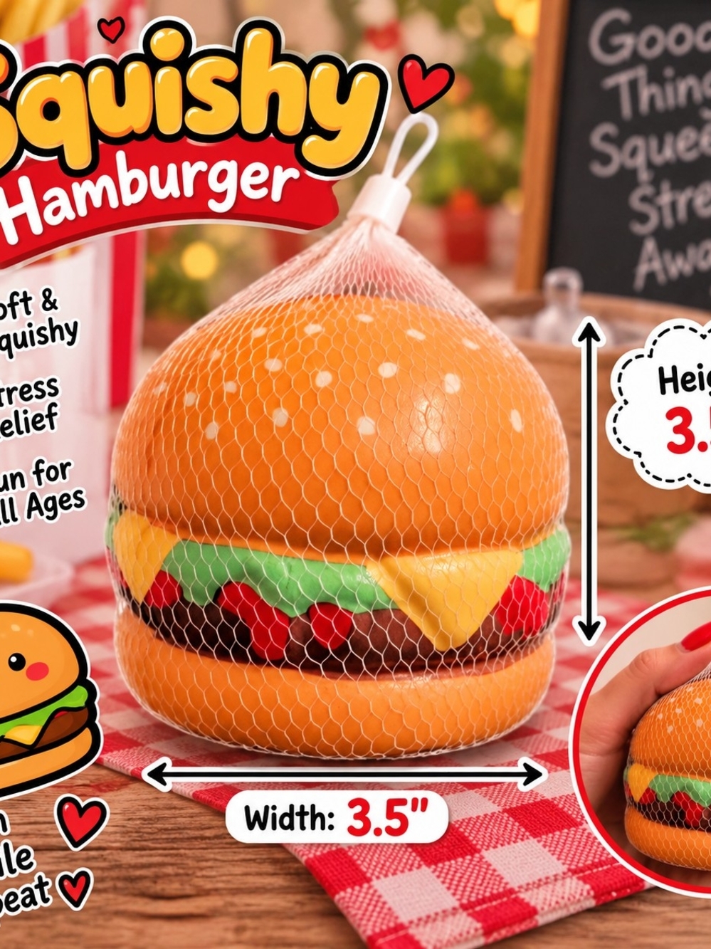 Hamburger Stress Relief Toy - Orange